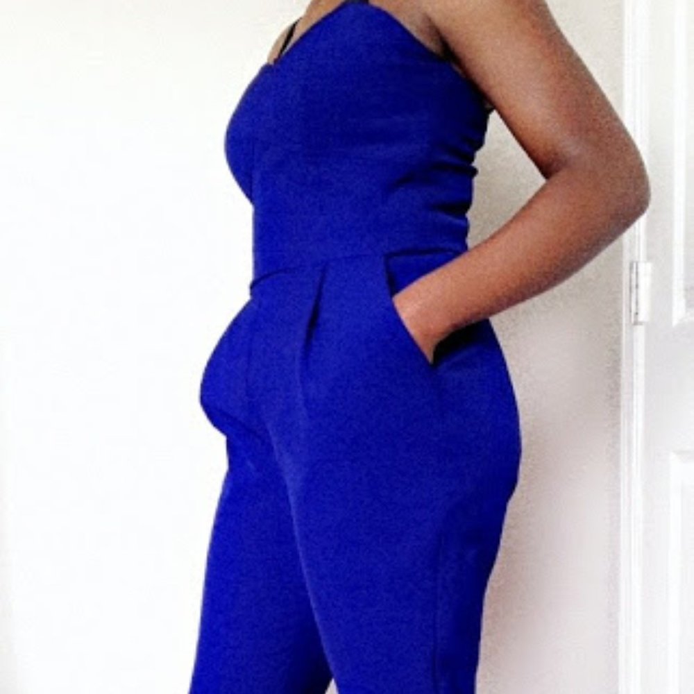 Strapless Long Blue Romper